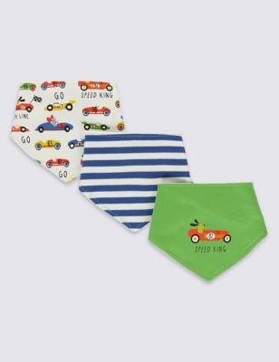 3 Pack Pure Cotton Assorted Dribble Bibs